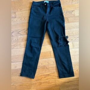 VERVET - boutique jeans black stretch high rise jeans - knee out - size 26.